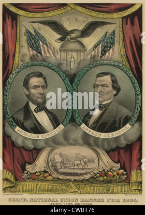 Bannière de la campagne de 1864, le candidat républicain Abraham Lincoln et colistier Andrew Johnson. Johnson était le Banque D'Images