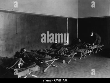 Ward grippe à l'hôpital de campagne de l'Armée américaine à Hollerich, Luxembourg au cours de l'épidémie de grippe espagnole de 1918-1919. Banque D'Images