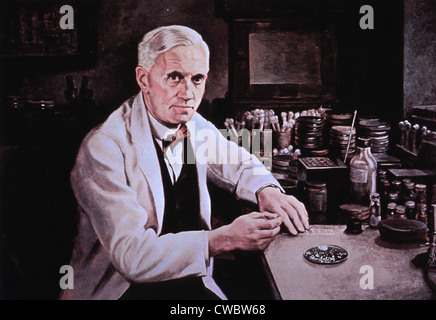 Alexander Fleming (1881-1955), à la table de laboratoire. Peinture de Dean Forbes. Banque D'Images