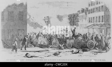 Le 4 juillet 1857 sur la bataille de la rue Bayard le gang irlandais 'Dead lapins ' contre le Bowery Boys un anti-catholique et nativiste Banque D'Images