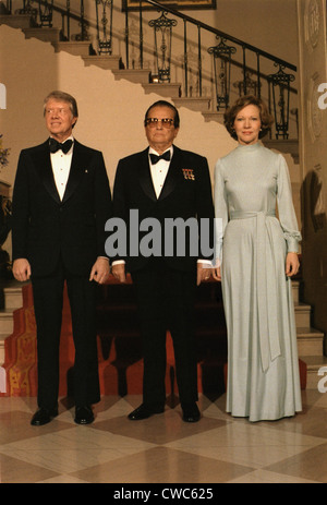 Président et Rosalynn Carter avec le président yougoslave Josip Tito 1892-1980 au cours de sa visite d'état. Le 9 mars 1978. Banque D'Images