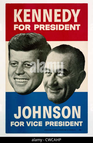 Pour le président Kennedy/Johnson au poste de vice-président. Affiche de campagne présidentielle démocratique de 1960. Banque D'Images