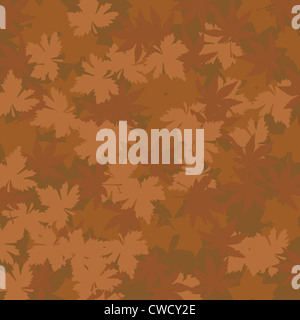 Schéma des feuilles d'automne brun dans trois combinaisons de formes et de couleurs. Banque D'Images