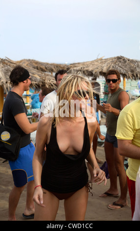 Playa den Bossa, Ibiza, La plage de Bora Bora Disco Banque D'Images