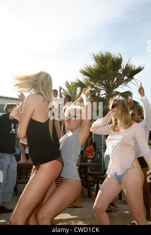 Playa den Bossa, Ibiza, La plage de Bora Bora Disco Banque D'Images