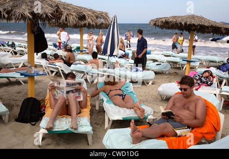 Playa den Bossa, Ibiza, La plage de Bora Bora Disco Banque D'Images