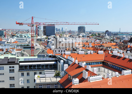 Vue aérienne de Vienne comme vu depuis le toit de Saint Stephan (Stephansdom) cathédrale Banque D'Images