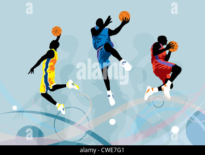 Basket-ball Player Jumping, illustration Banque D'Images