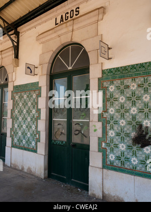 L'ancienne gare à Lagos, Portugal sur la côte de l'Algarve Banque D'Images