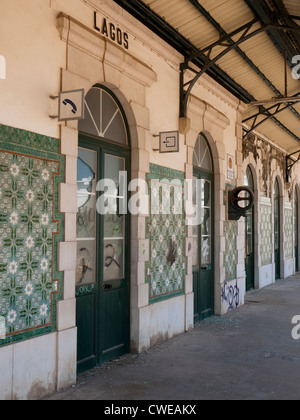 L'ancienne gare à Lagos, Portugal sur la côte de l'Algarve Banque D'Images