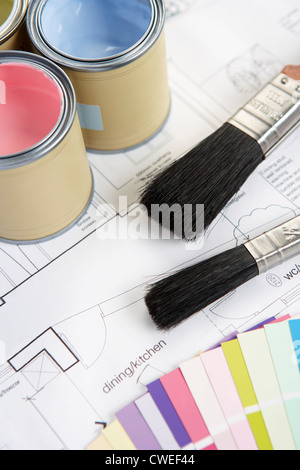 Les outils et les matériaux de décoration Banque D'Images
