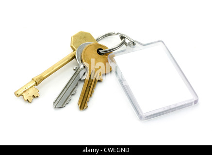 Clés de la maison d'habitation avec grande porte-clé vierge pour annonces immobilières Banque D'Images