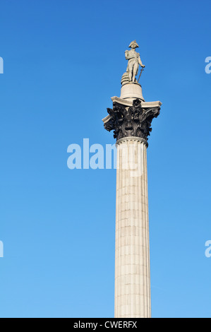 Détail de la Colonne Nelson à Trafalgar Square, Londres Banque D'Images