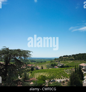 Provence surplombant la vallée du Rhône sur une colline près du village de Sablet, dans le Vaucluse, dans le sud de la France Banque D'Images