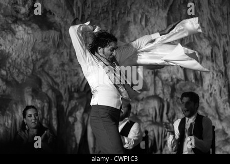 Les danseurs de flamenco de l'Antonio El Pipa collectifs de danse en spectacle dans les grottes de Nerja en Espagne en 2012. Banque D'Images