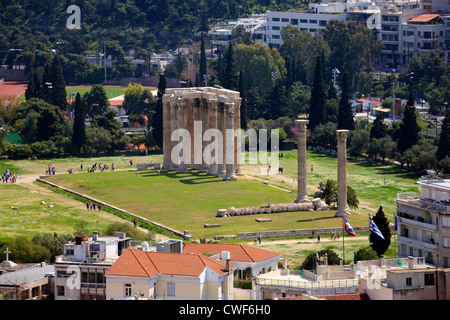 Grèce, Athènes, temple de Zeus Banque D'Images