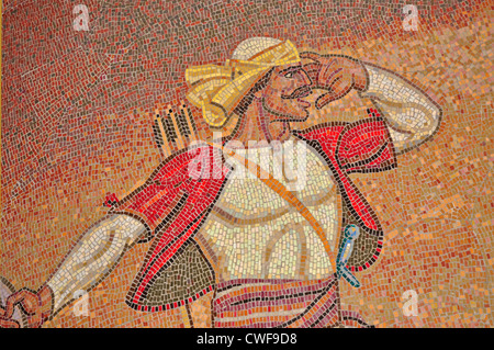 L'EUROPE, L'Albanie, Kruja, musée, Skanderbeg Gjergj Kastrioti 1405-68, a dirigé la résistance contre les Turcs de Kruja Château mosaic Banque D'Images