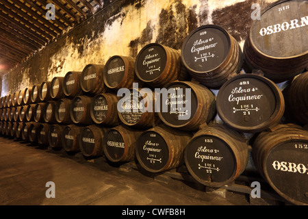 Osborne Sherry Bodega à El Puerto de Santa Maria, Andalousie Espagne Banque D'Images