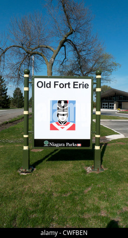 Vieux Fort Érié, panneau à l'entrée de l'attraction touristique du sud de l'Ontario Canada Banque D'Images