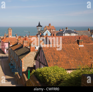 Vue sur le toit de la mer du Nord à Aldeburgh, Suffolk, Angleterre Banque D'Images