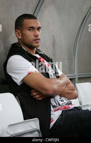 Steven Caulker, premier league defender en photo au Liberty Stadium de Swansea, où il a passé la saison 2011-2012 en prêt. Banque D'Images