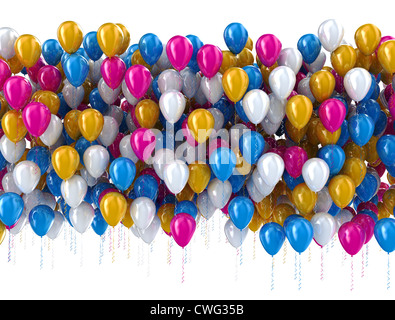 Groupe de ballons multi couleur isolé sur fond blanc Banque D'Images