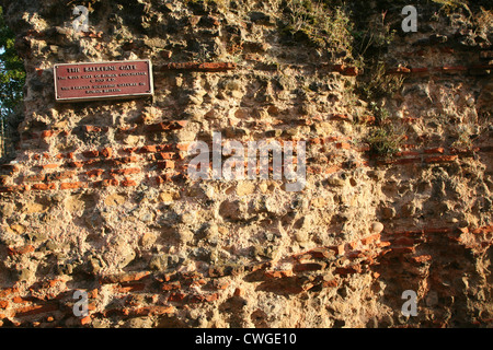 Détail mur Romain de maçonnerie à Balkerne Gate Colchester, Essex, Angleterre Banque D'Images