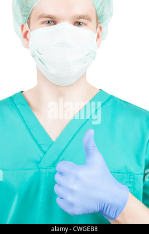 Chirurgien avec thumb up Banque D'Images