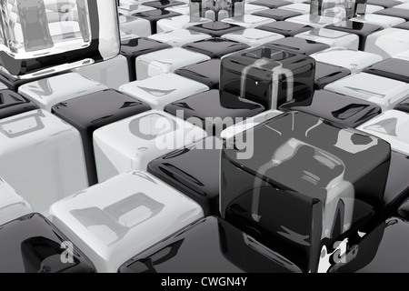 Composition abstraite avec des cubes noir et blanc Banque D'Images