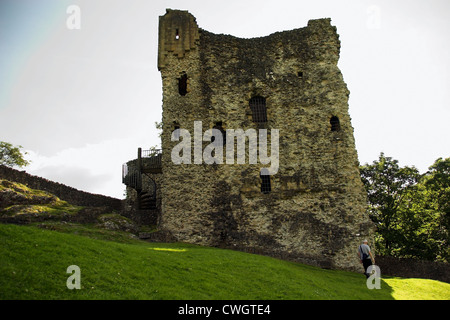 Ruines du château, Château de Peveril, Castleton, Peak District, Derbyshire, Royaume-Uni Banque D'Images