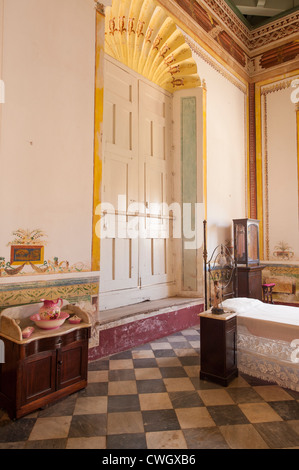 Chambre à coucher de Cantero Palace, Trinidad, Cuba, l'UNESCO World Heritage Site. Banque D'Images