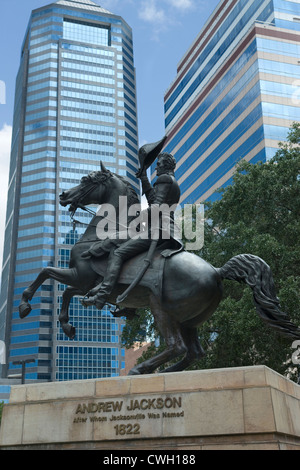 Le président Andrew Jackson STATUE (©CLARK MILLS 1853) DU CENTRE-VILLE DE JACKSONVILLE FLORIDA USA Banque D'Images