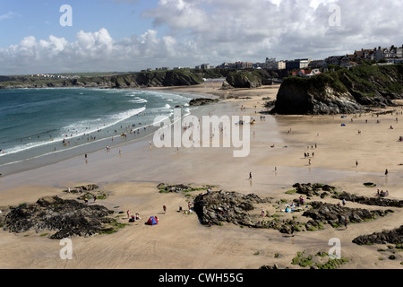 Une vue sur la plage de Towan Newquay vu du port Banque D'Images