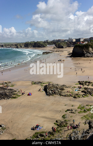 Une vue sur la plage de Towan Newquay vu du port Banque D'Images