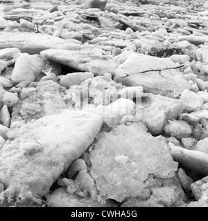 Hambourg, Blankenese : plaques de glace en hiver Banque D'Images