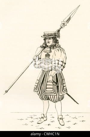 Yeoman de la garde, c.1687. De l'Armée britannique : ses origines, son progrès et son équipement, publié en 1868. Banque D'Images