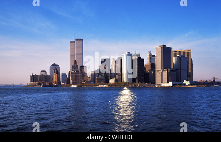 L'île de Manhattan, New York avec le World Trade Center 1998 Banque D'Images