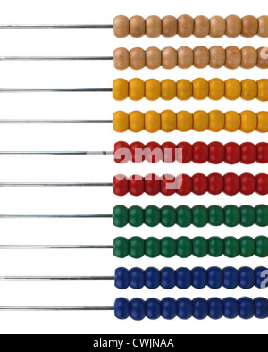 Abacus d'apprentissage d'un enfant sur un fond blanc Banque D'Images