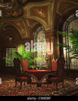 Une luxueuse salle à manger de style baroque Banque D'Images