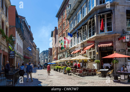 Bars, cafés et restaurants le long de la Rue St Paul, Montréal, Québec, Canada Banque D'Images