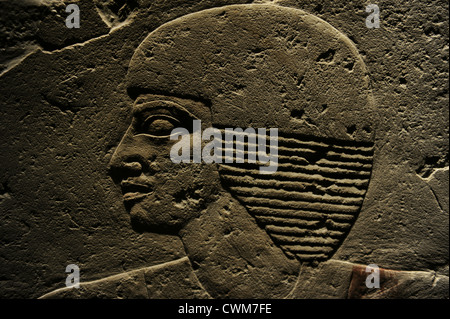 L'art égyptien relief représentant un homme. Portrait. Carlsberg Glyptotek Museum. Copenhague. Le Danemark. Banque D'Images