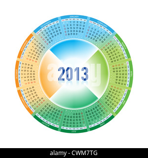 Calendrier pour vingt-treize. Conception en rotation sur blanc Banque D'Images