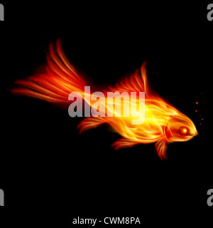 Résumé Burning poisson, Illustration sur fond noir Banque D'Images