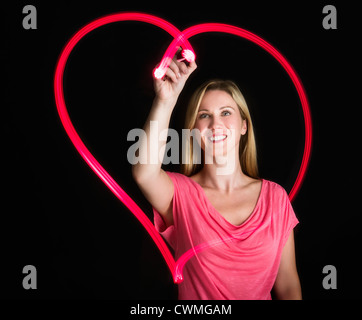 Woman sur fond noir Banque D'Images