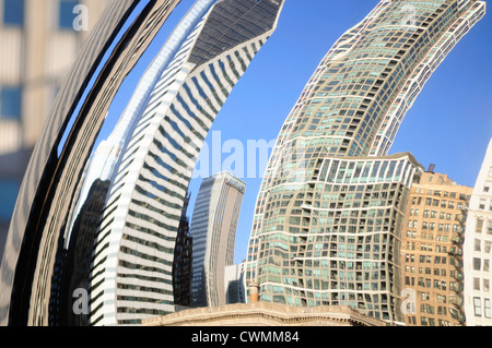 USA Illinois Chicago Cloud Gate (aussi connu sous le nom de bean et la sculpture des haricots) Parc du millénaire créé par Anish Kapoor Banque D'Images