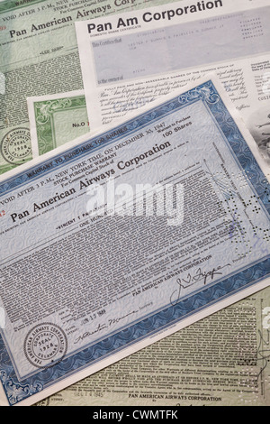 PAN American World Airways stock Certificate, États-Unis Banque D'Images