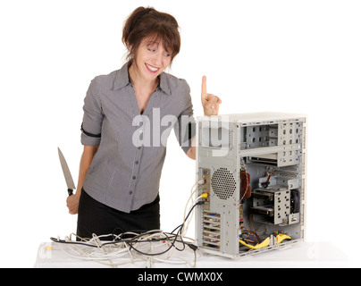 Business Woman avertir son ordinateur avant de le tuer !