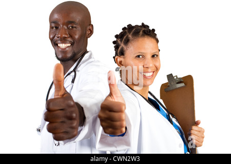 African American doctor and nurse Thumbs up Banque D'Images