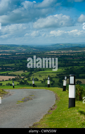 Un virage de la route en haut de la longue Mynd, Shropshire Banque D'Images