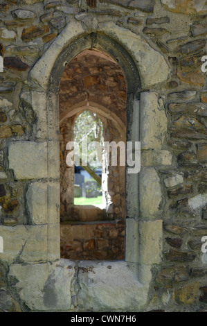 Le porche de l'église St Mildred fenêtre, Tenterden, Kent Banque D'Images